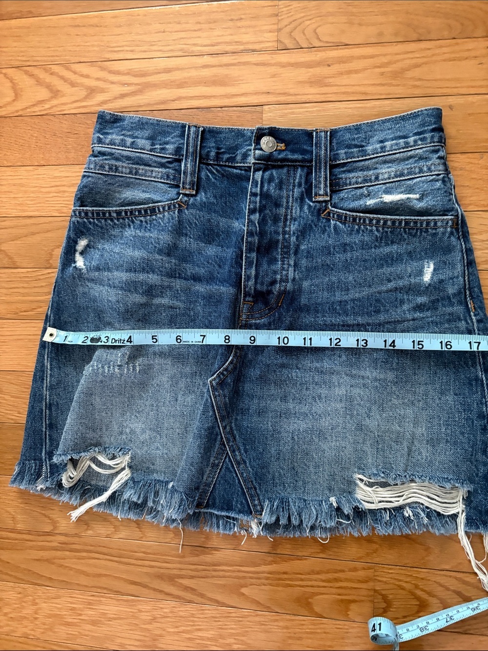 Madewell Distressed Dark Blue Denim Mini Skirt - Picture 11 of 11